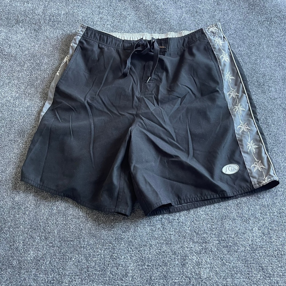 Quiksilver Edition Mens‎ Black Palm Tree Side Stripe Board Shorts XL L503011